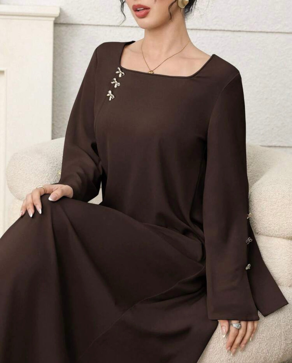 Women's  Knitted Long Sleeve Arabic DressLine