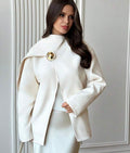 Off-white double sided woolen scarf collar