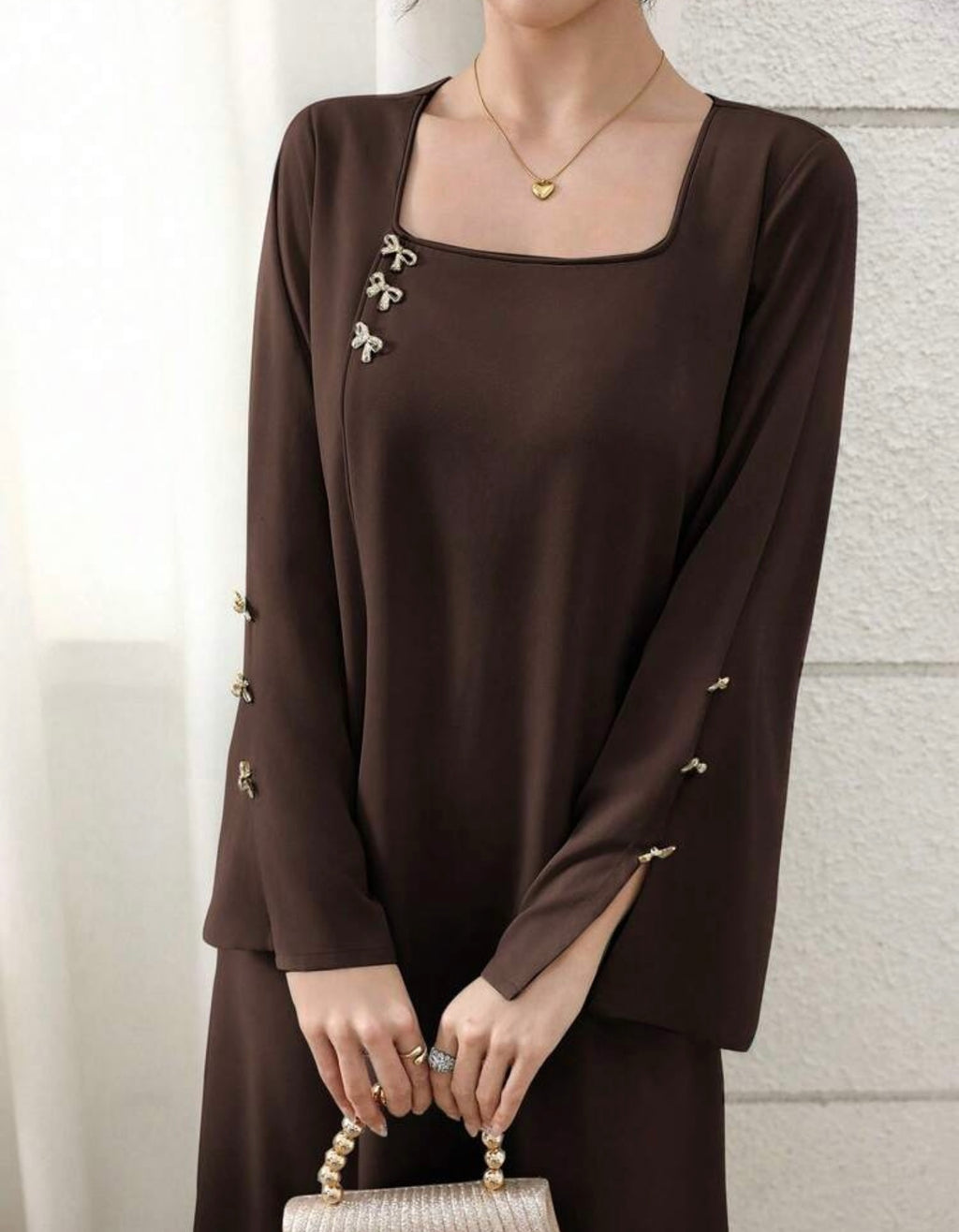 Women's  Knitted Long Sleeve Arabic DressLine