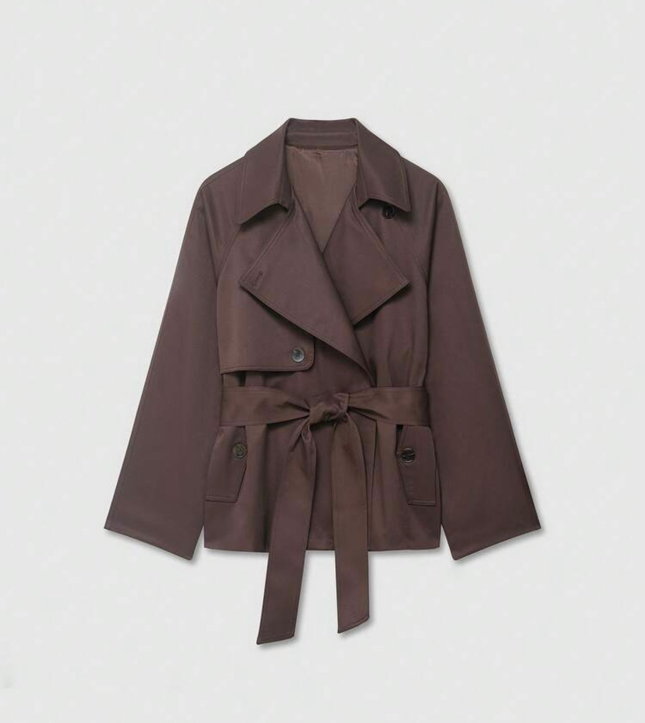 Old Money Lace-Up Vintage
Minimalist Short Brown Trench Coat Spring